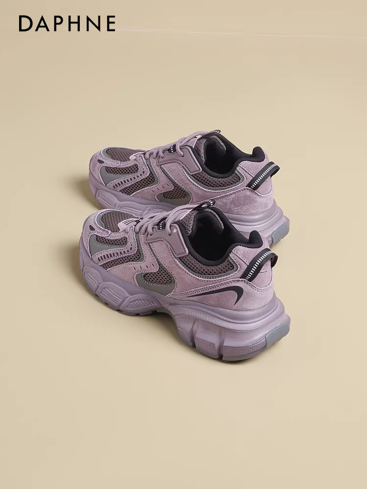 Giày thể thao Daphne dành cho nữ, mẫu mới xuân hè 2025, màu tím thời thượng, nhẹ, đế dày, đa năng, phong cách thường ngày