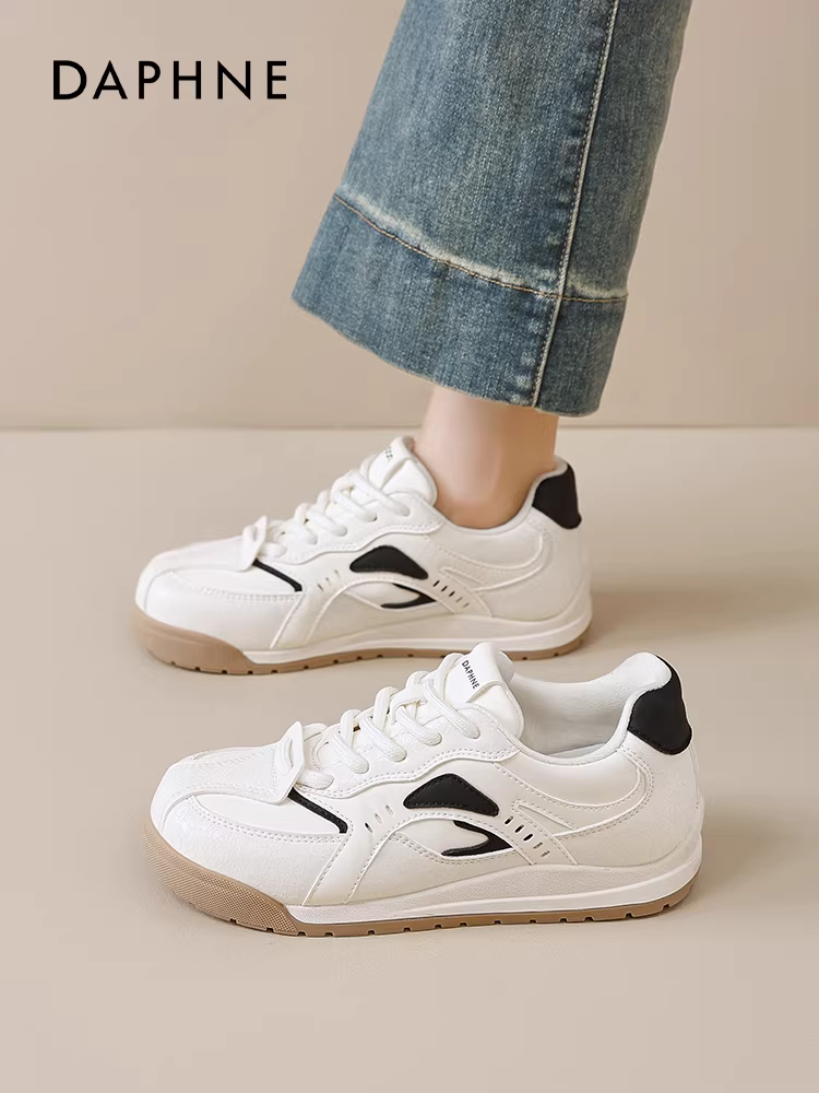 Giày thể thao đế dày Daphne dành cho nữ 2025, kiểu mới mùa đông, lót lông cừu, đa năng, thể thao, thường ngày, giày tập luyện Đức, màu trắng