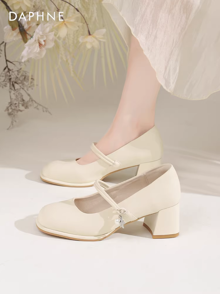 Giày cao gót Daphne French Mary Jane dành cho nữ, kiểu dáng mùa hè mới 2025, phối hợp với chân váy, giày thanh lịch dành cho mẹ.