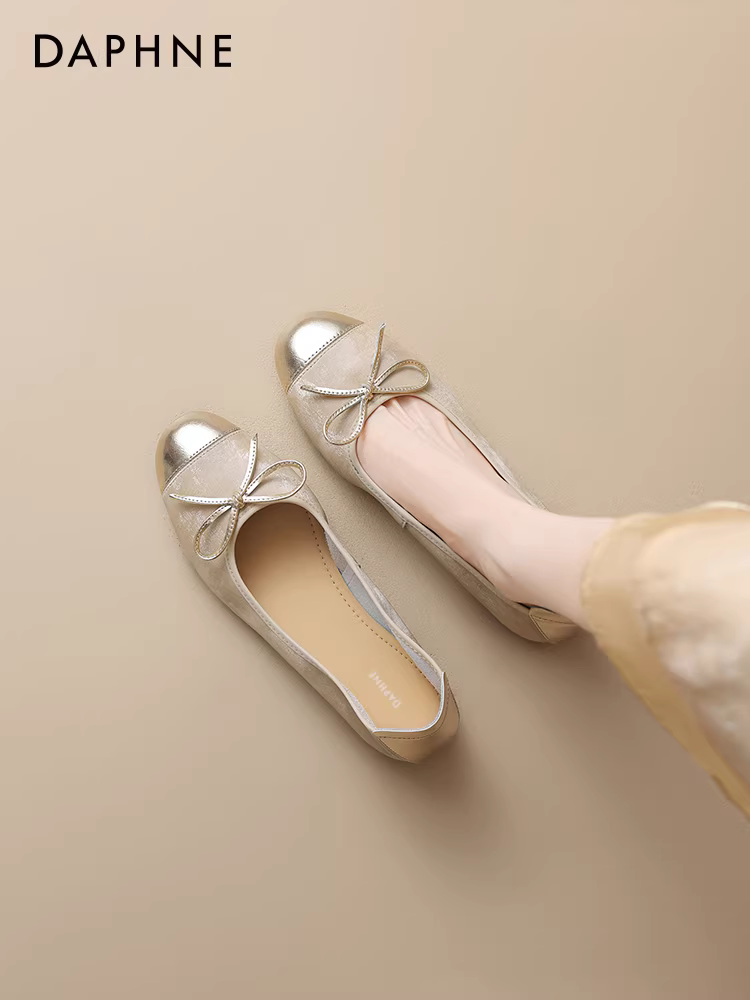 Giày bệt Daphne nữ 2025 kiểu thu mới phong cách Trung Hoa mới giày nữ mũi nông giày da kiểu ballet