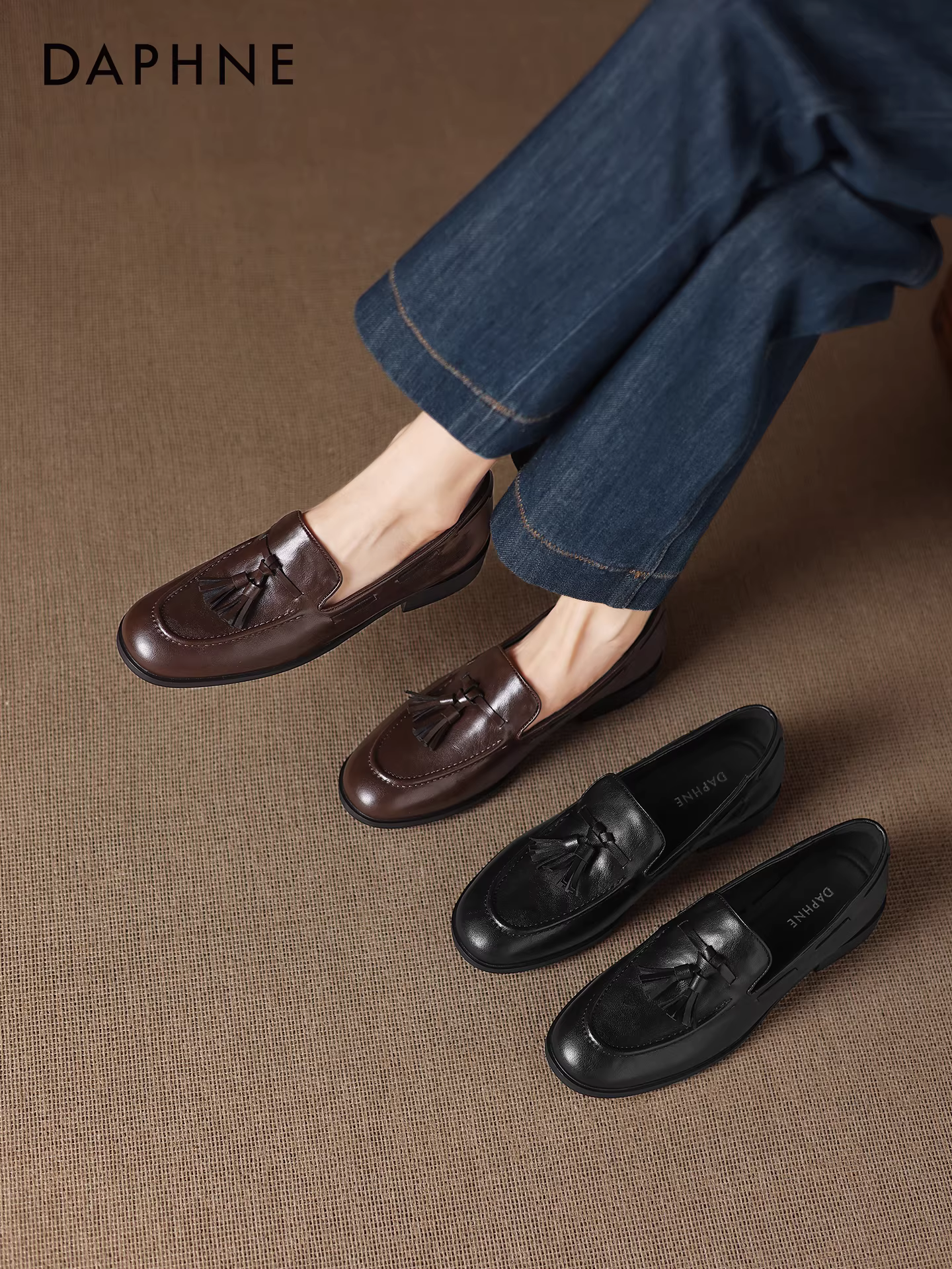 Giày bệt Daphne kiểu dáng mới 2025 dành cho nữ, siêu mềm mại, thoải mái, phong cách Anh, giày da nhỏ, giày lười đi làm, đế mềm