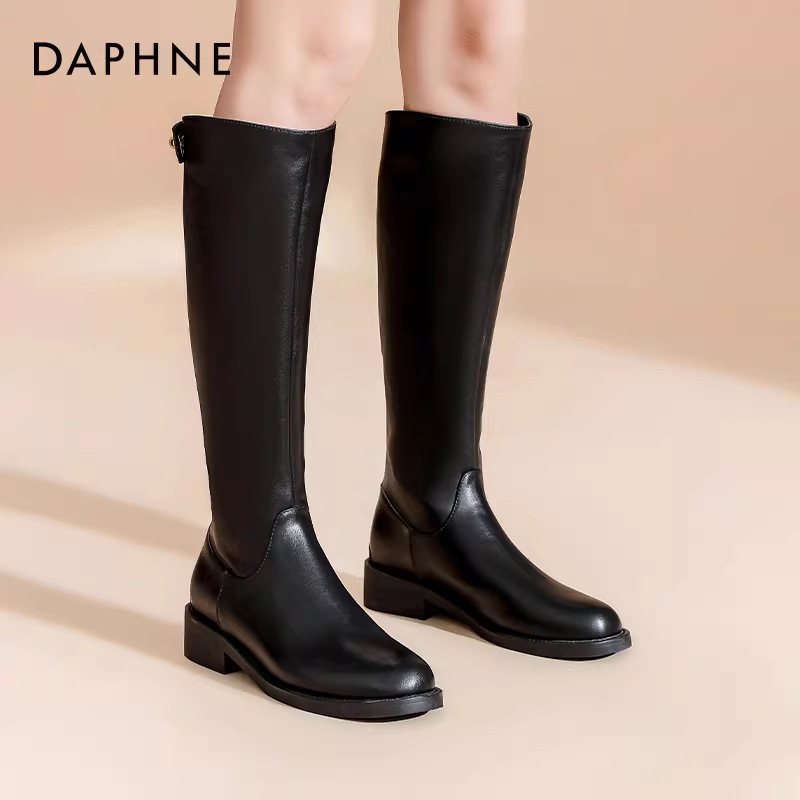 Giày bốt dài màu nâu Daphne dành cho nữ Giày mùa thu đông 2025 Giày bốt hiệp sĩ Giày bốt nữ dáng ôm dài qua đầu gối Giày bốt dài đế dày