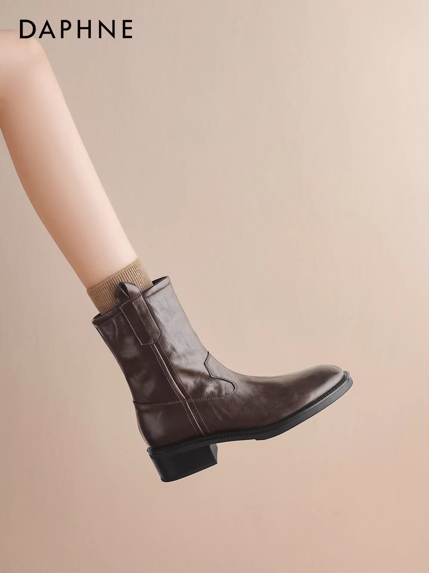 Giày bốt ngắn Daphne dành cho nữ, bốt Melard mùa thu đông, bốt Chelsea mùa đông mới 2025, bốt da đế bằng, bốt Martin.