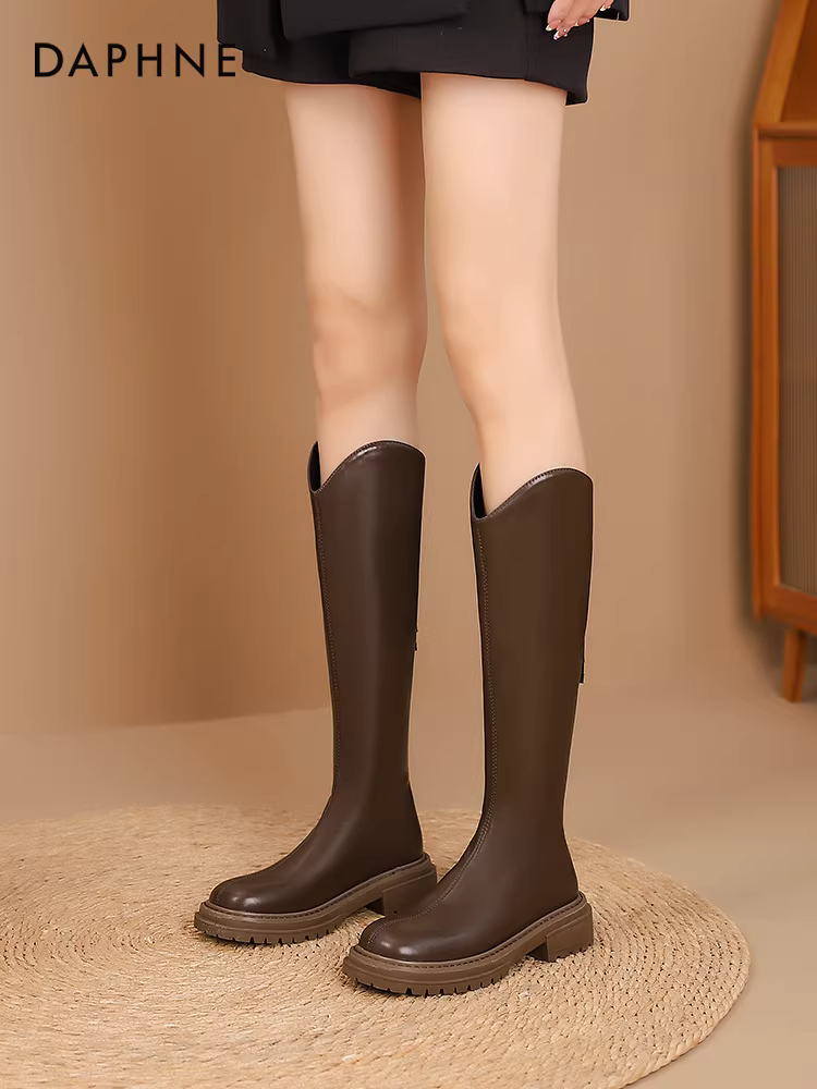 Giày bốt cao cổ nữ Daphne đế dày kiểu V, đa năng mùa thu đông 2025, giày cao cổ nữ, giày nữ cao cổ