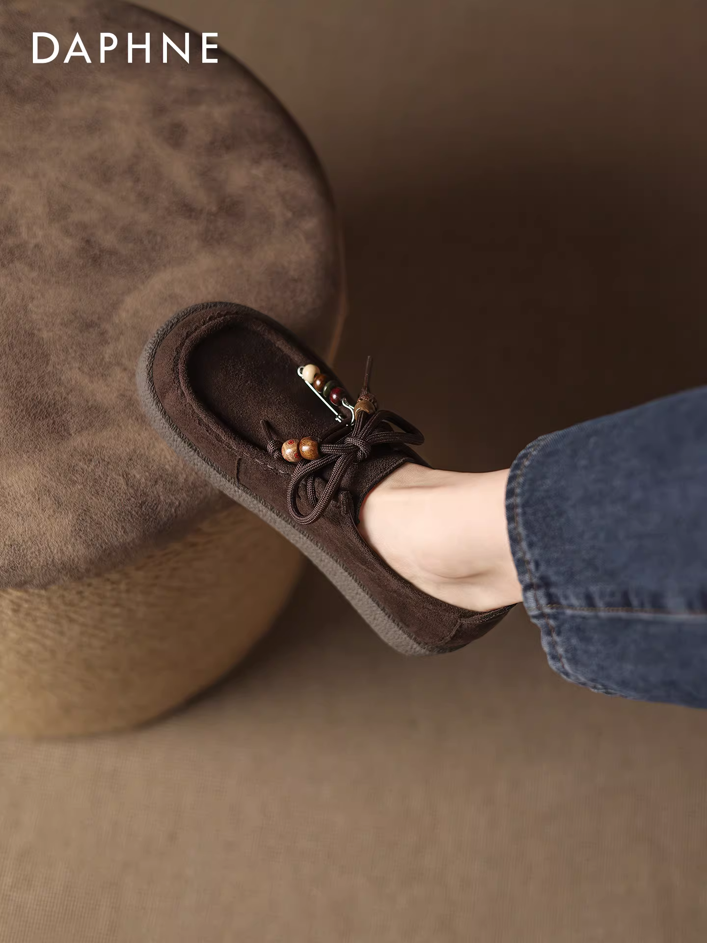 Giày nữ Daphne đế dày buộc dây cổ sâu kiểu Birkenstock 2025 mới chất liệu da mềm kangaroo