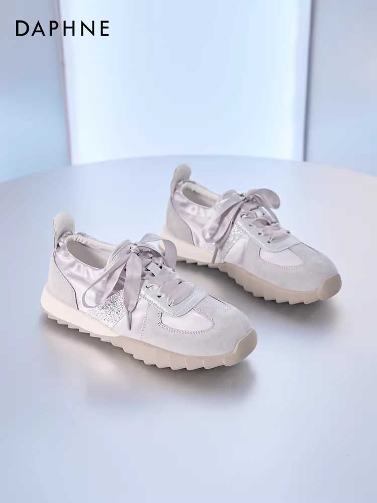 Giày tập luyện đạo đức Daphne bạc dành cho nữ, kiểu dáng mới mùa thu 2025, giày đa năng, giày thể thao, giày ba lê cho nữ mùa xuân và mùa thu
