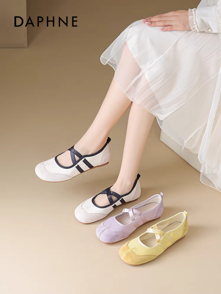 Giày thể thao Daphne kiểu Mary Jane dành cho nữ, mẫu mới thu 2025, thoáng khí, đế mềm, giày tập luyện Đức, màu tím, giày đơn.