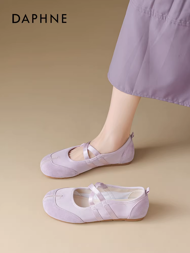 Giày thể thao Daphne kiểu Mary Jane dành cho nữ, mẫu mới thu 2025, thoáng khí, đế mềm, giày tập luyện Đức, màu tím, giày đơn.