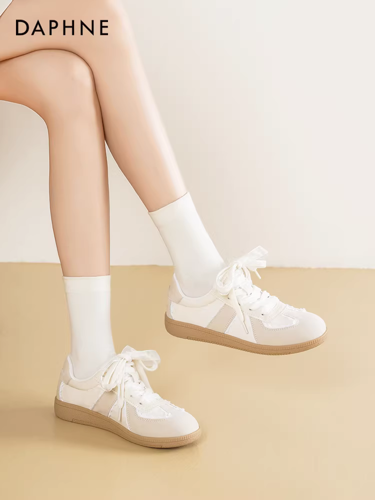 Giày tập múa ba lê Daphne dành cho nữ 2025, giày nữ mùa thu mới, giày thể thao đế bằng, giày sneaker đa năng, giày trắng nữ