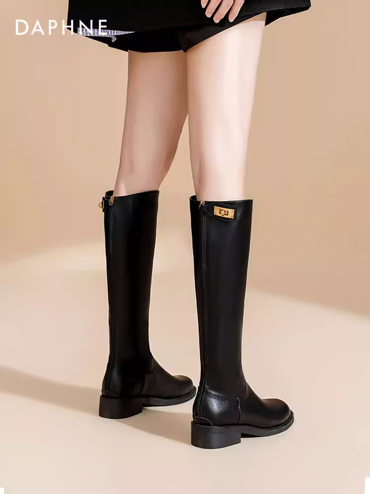 Giày bốt dài nữ Daphne Knight Boots Giày bốt dài nữ cao gót mùa xuân thu 2025 Giày bốt cao cổ nữ Giày bốt Martin nữ