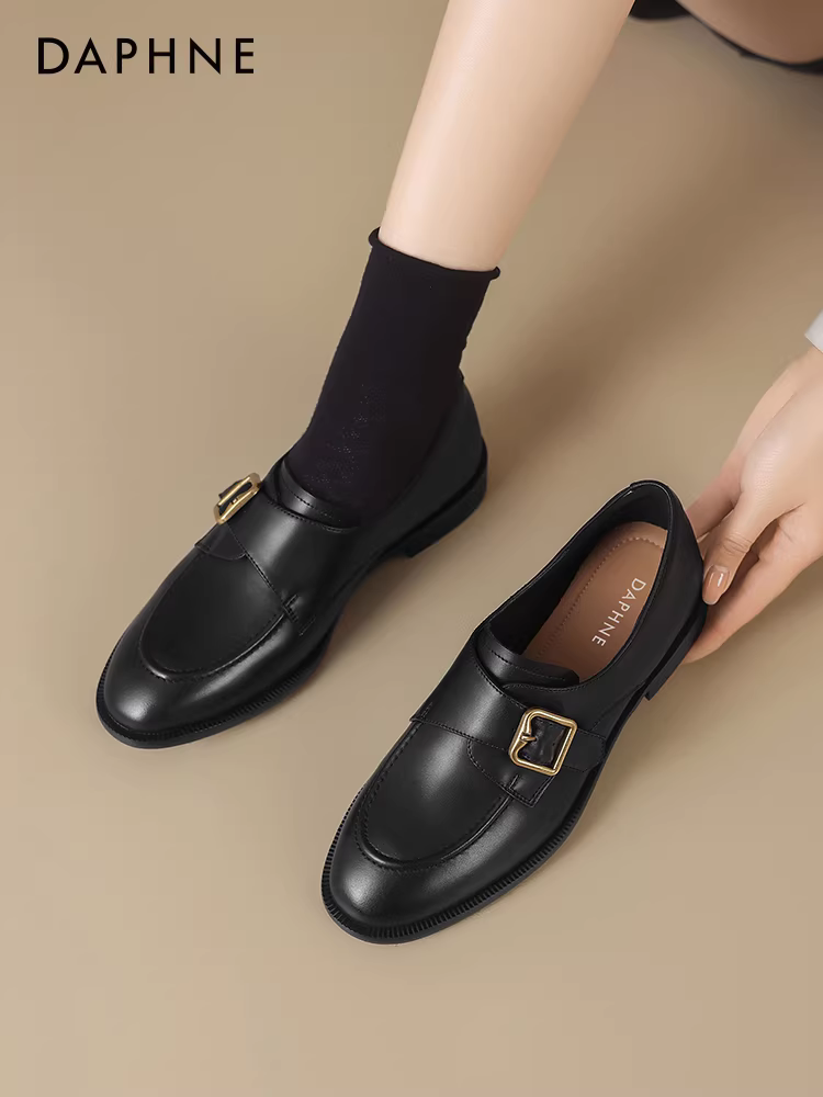 Giày Loafer mũi nhọn Daphne dành cho nữ 2025, giày bệt nữ kiểu Anh, giày da nhỏ nữ, giày đen nữ