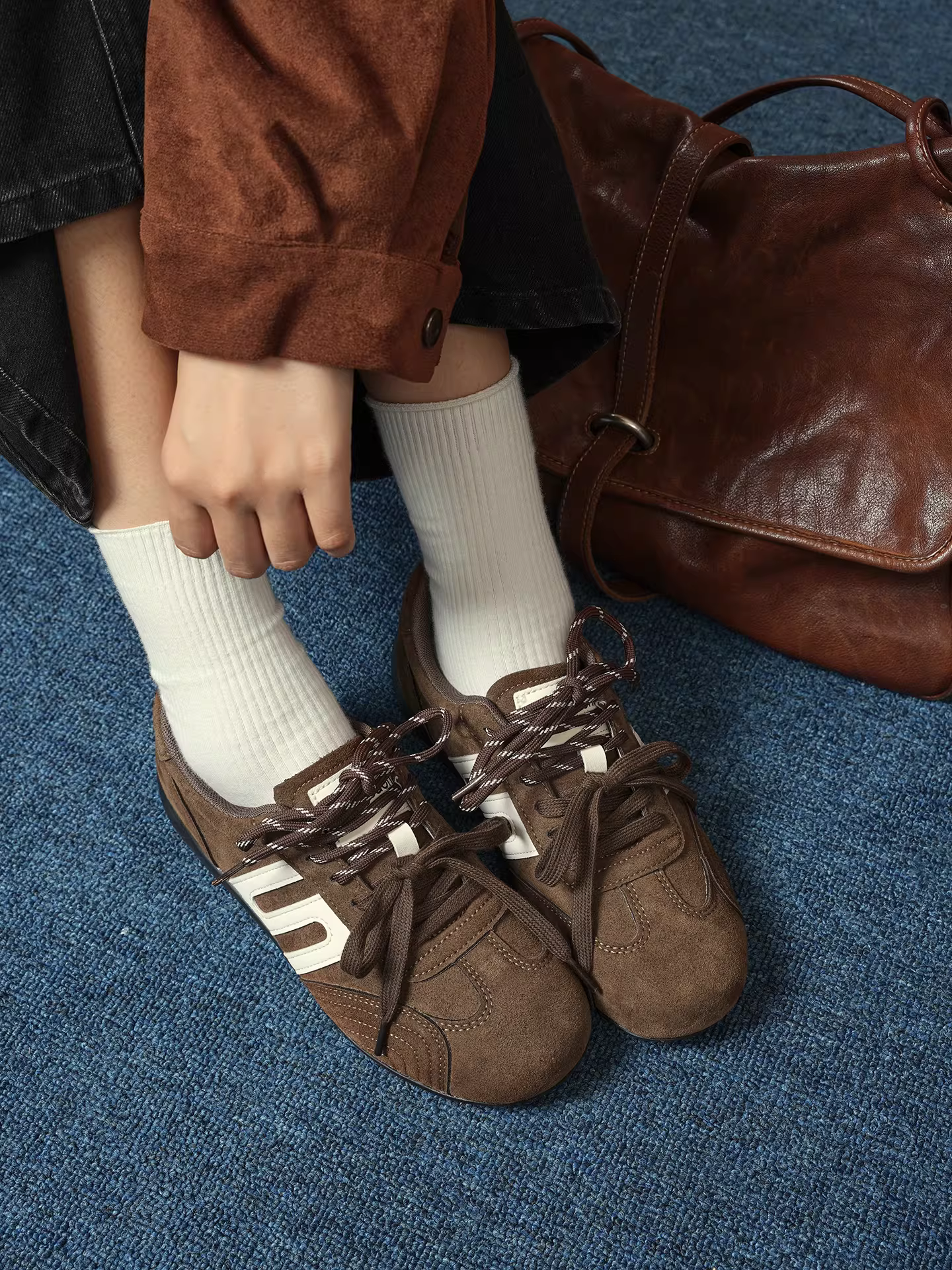 Giày tập luyện Daphne Maillard Brown Đức dành cho nữ 2025 Mẫu mới mùa đông Giày thể thao cổ điển phong cách retro lót lông cừu