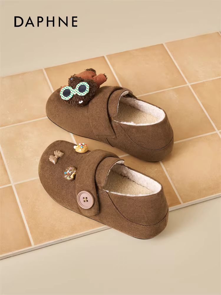 Giày Birkenstock lót lông cừu Daphne dành cho nữ 2025, giày mùa đông mới kiểu lười, giày bà bầu đế dày, ủng tuyết giữ ấm, giày bông ấm áp