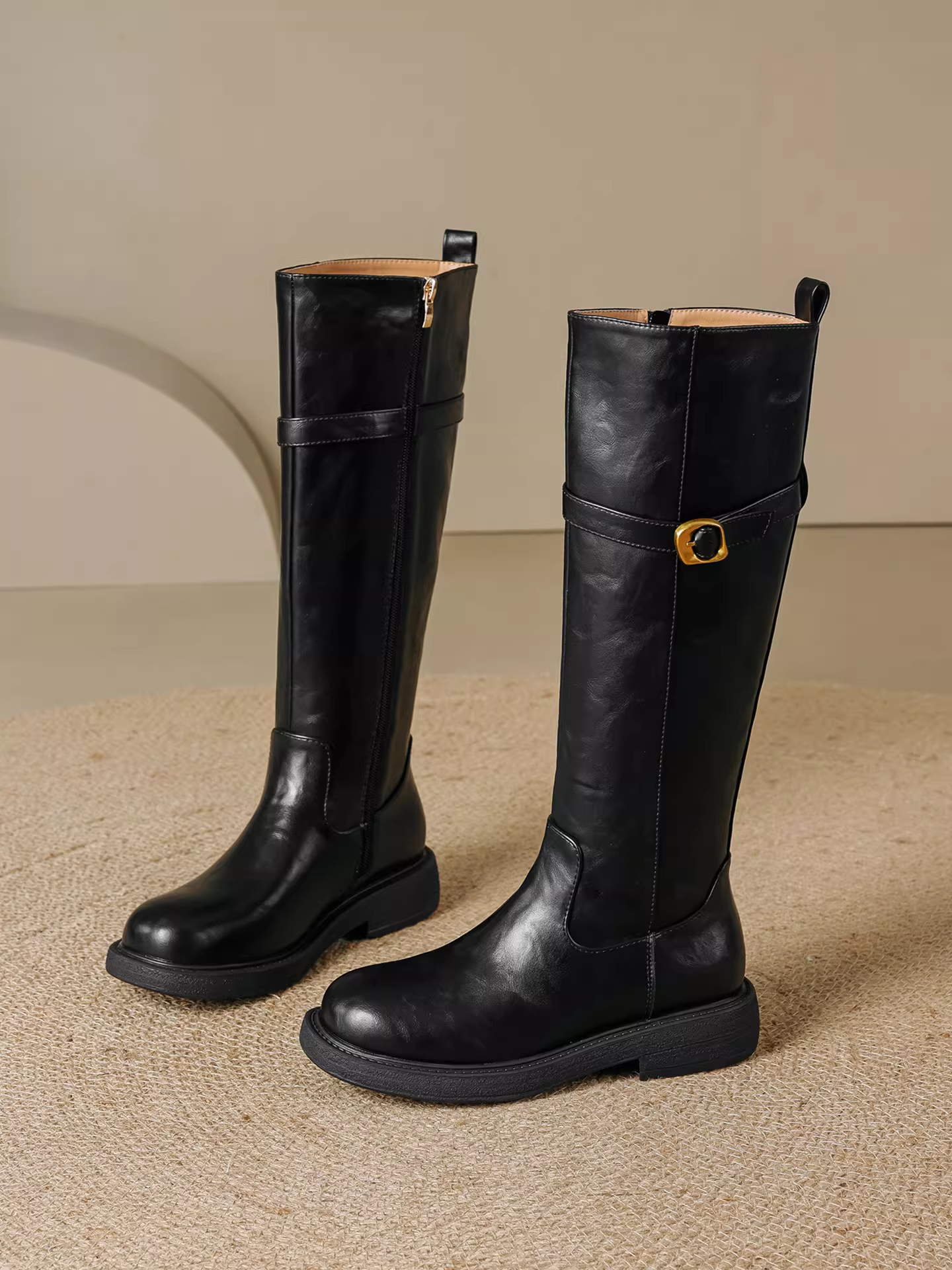 Giày bốt đen Daphne bốt dài nữ 2025 bốt cao rất đẹp bốt nữ mùa thu bốt cưỡi ngựa bốt dài thon gọn