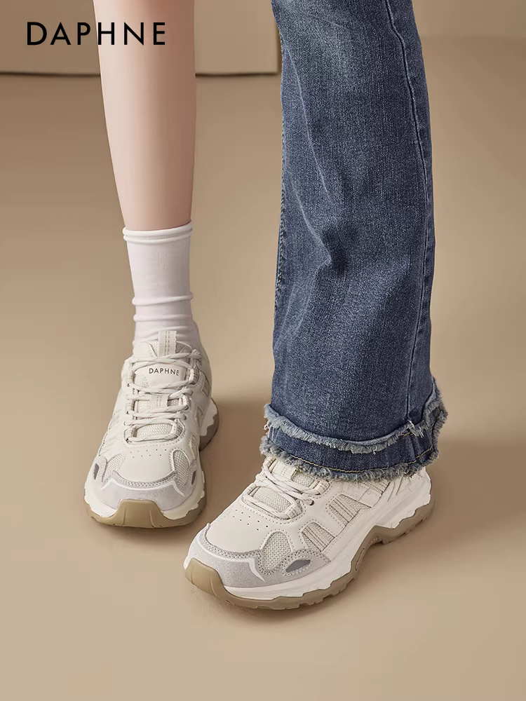 Giày thể thao nữ Daphne thời trang 2025, giày bố lót lông mùa thu đông mới, giày thường, giày đi bộ ngoài trời