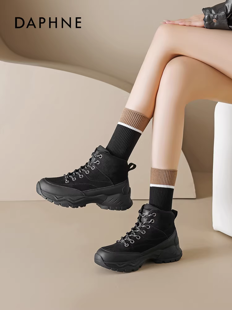 Giày bốt Martin đế dày Daphne dành cho nữ 2025 kiểu Anh mới, mùa thu, đi bộ đường dài và leo núi ngoài trời, giày làm việc nhẹ