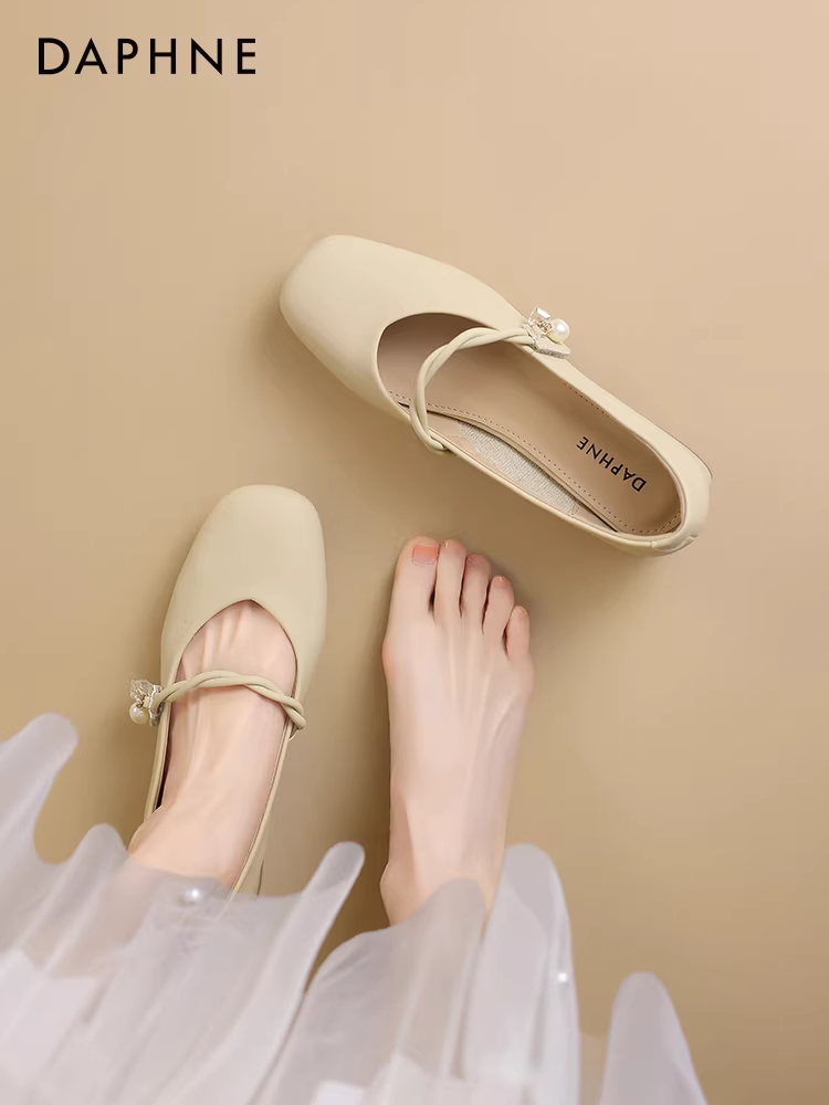 Giày bệt nữ Daphne 2025 mẫu mới xuân thu, giày lười, giày dự tiệc, giày da nhỏ, giày mẹ, giày Mary Jane kiểu Pháp