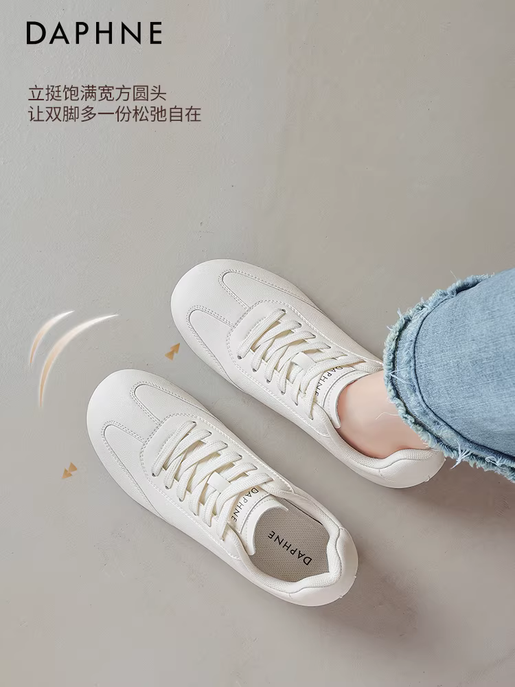Giày da đa năng Daphne dành cho nữ, giày tập ballet mới mùa đông 2025, giày thể thao trắng thông thường.