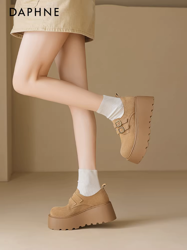 Giày Birkenstock tăng chiều cao toàn diện của Daphne dành cho nữ, giày đế dày kiểu lười mùa thu mới năm 2025 dành cho người nhỏ nhắn.