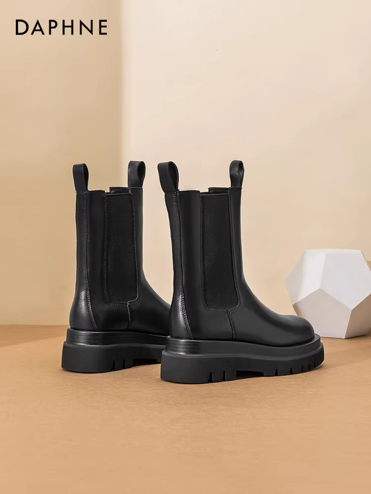 Giày bốt Daphne Martin nữ 2025, bốt mùa đông mới, kiểu dáng ôm sát, đế dày, phong cách Anh, kiểu Chelsea.