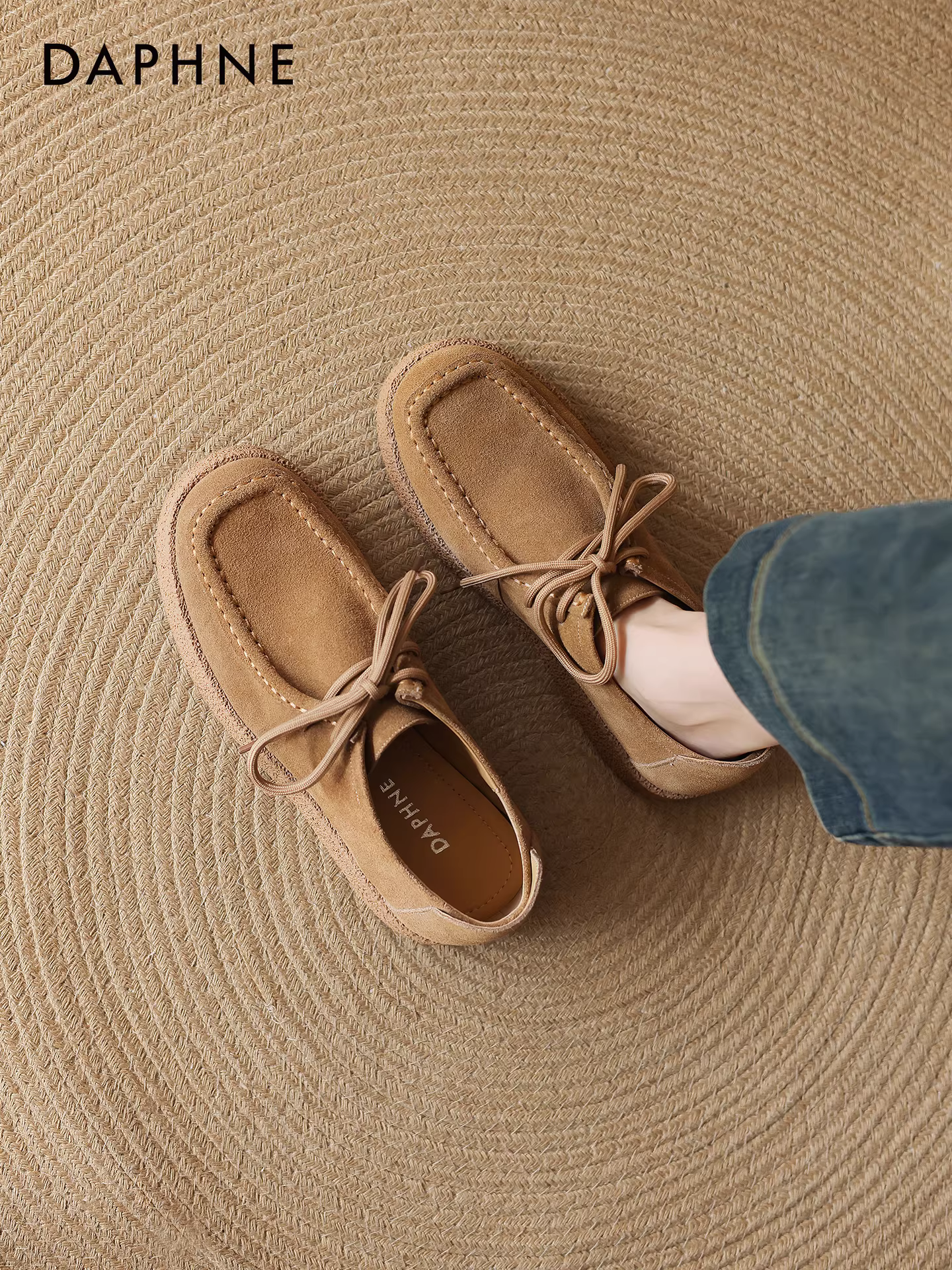 Giày Loafer Daphne nữ 2025 mới thu đông đế dày kiểu Birkenstock gót chunky giày kangaroo giày da nâu giày đơn