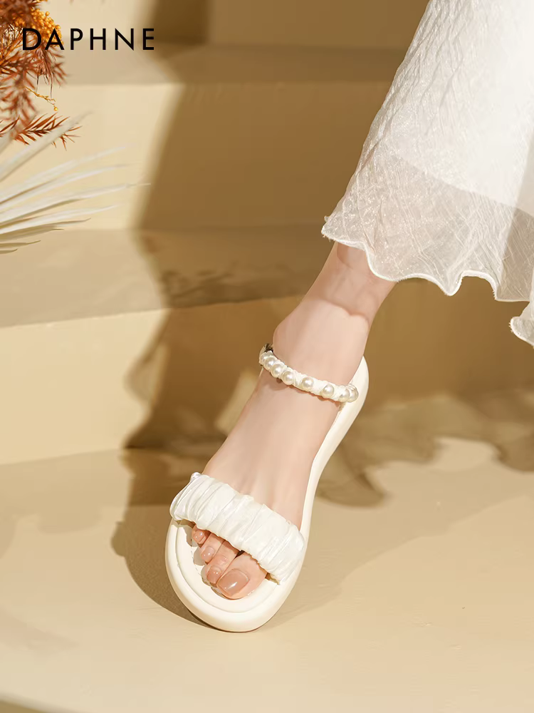 Dép Daphne nữ 2025 mẫu mới mùa hè, dép nữ đính ngọc trai đẹp, dép bệt đi ngoài trời mùa hè dành cho nữ