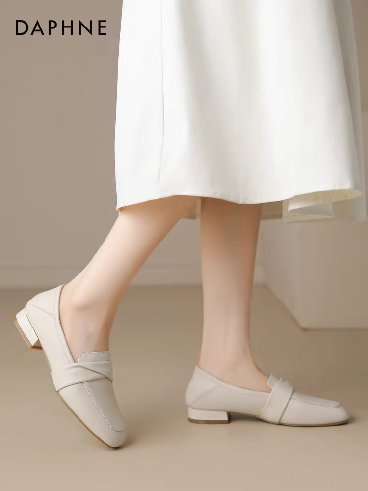 Giày lười Daphne nữ 2025, giày bệt da thật mới, da mềm, giày lười mùa thu đông dành cho mẹ