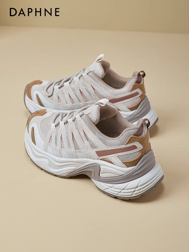 Giày bố đế dày tăng chiều cao Daphne dành cho nữ, giày thể thao thông thường nhẹ nhàng mới mùa xuân 2026, giày đi bộ đường dài đa năng.