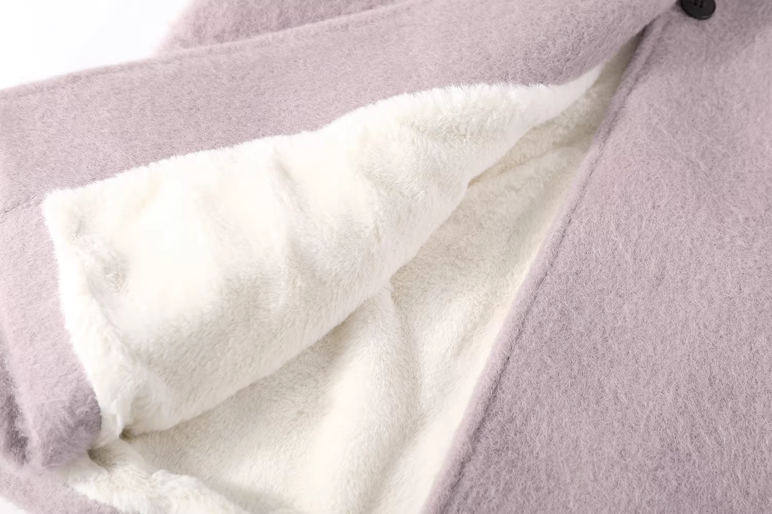 Áo khoác len hai mặt thanh lịch và sang trọng dành cho nữ, áo khoác len dày vừa phải có thêm lớp lông cừu cho mùa đông, mang lại cảm giác cao cấp.