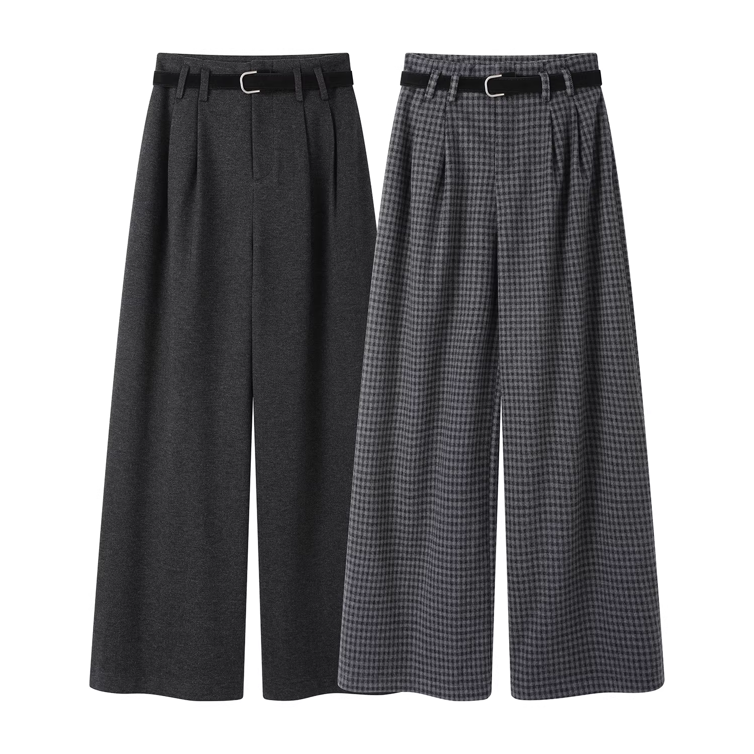 Quần ống rộng len dày phong cách retro Hàn Quốc dành cho nữ, mùa thu đông, cao cấp, dáng rộng, đa năng, đi làm, quần ống đứng thông thường