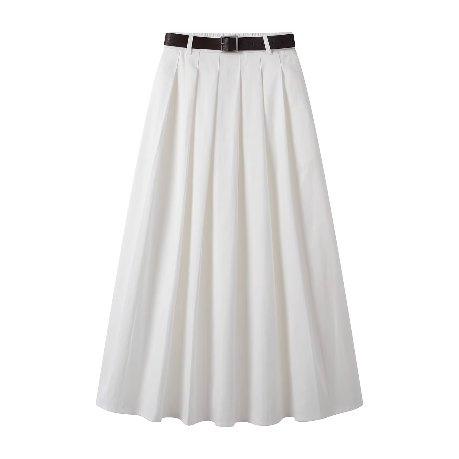 Váy xếp ly trắng cao eo, dáng suông, tôn dáng, kiểu dáng mới mùa thu dành cho nữ, đa năng, dáng chữ A, kiểu váy dù