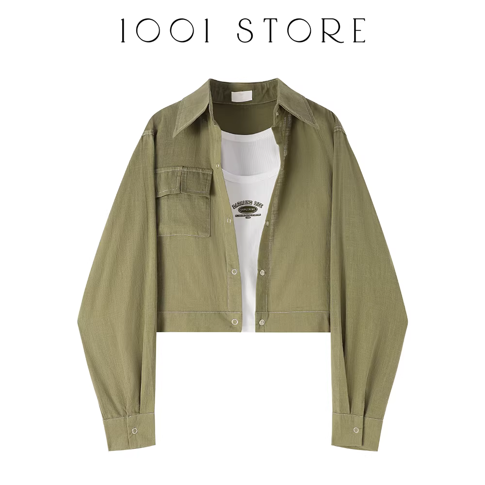 Thiết kế theo phong cách Pháp, độc đáo, sang trọng, áo vải lanh ngắn, áo sơ mi, áo khoác, bộ đồ nữ mùa xuân thu mới được ưa chuộng