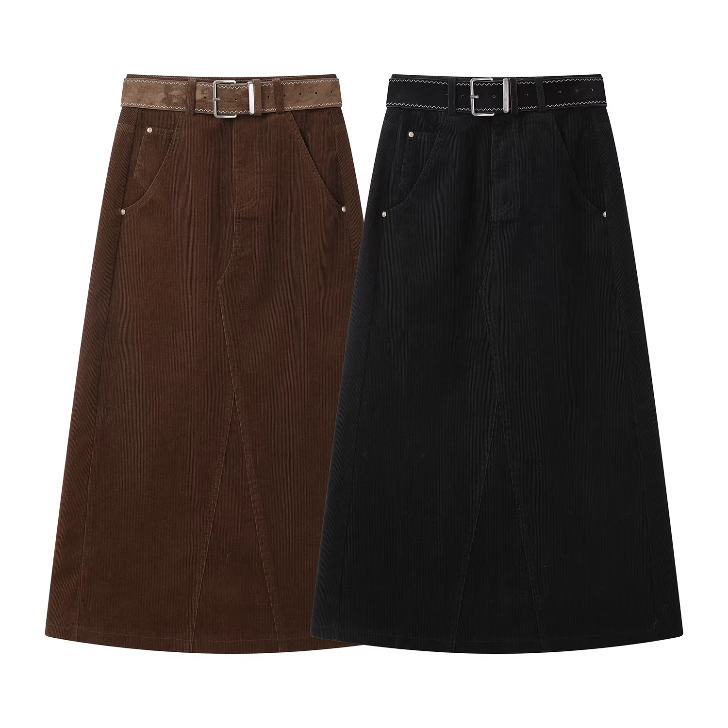 Váy nhung đen kiểu Melard cổ điển dài vừa phải dành cho nữ, váy bút chì dáng chữ A mới cho đầu mùa thu.