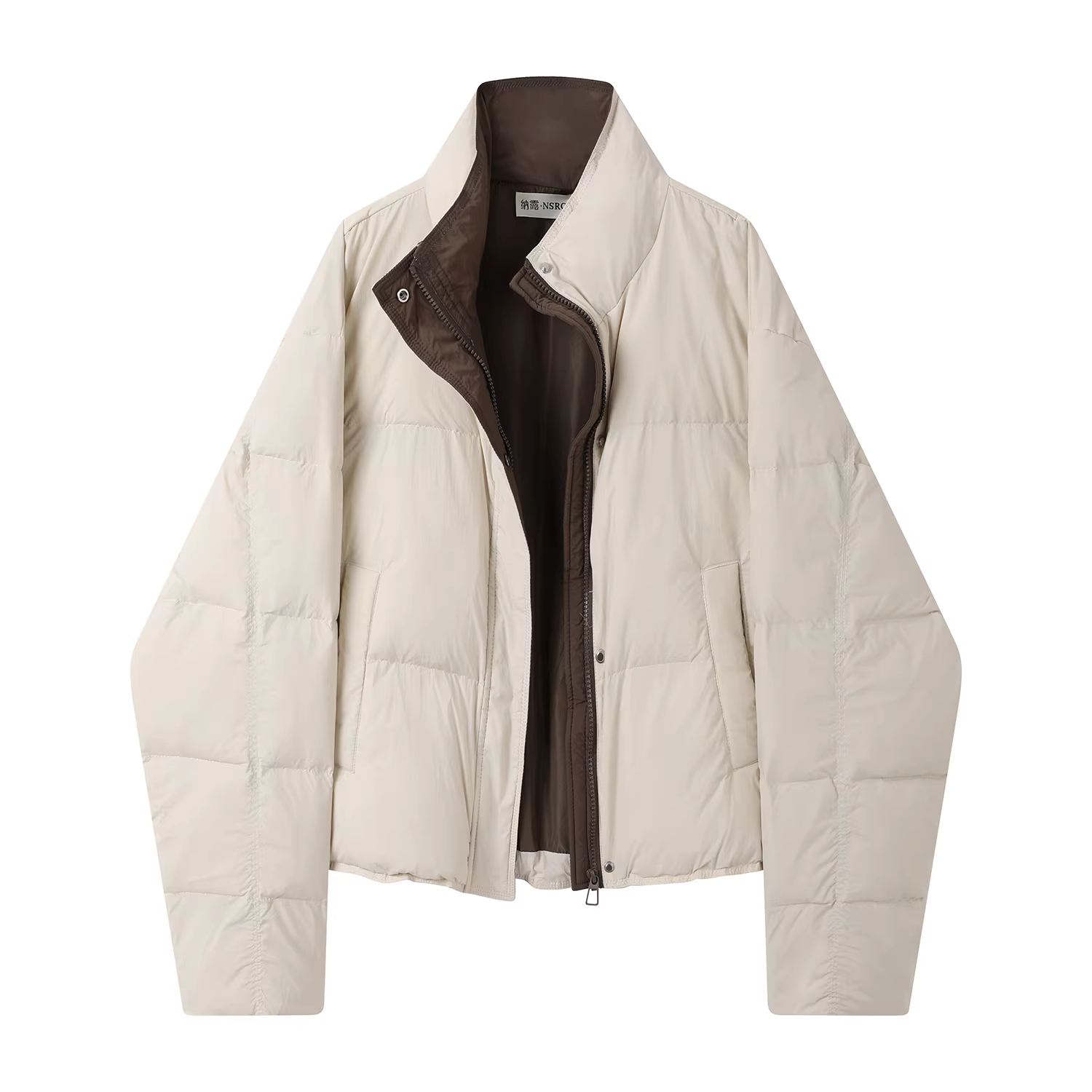 Áo khoác phao ngắn cổ đứng phối màu cao cấp và thanh lịch dành cho nữ, hoàn hảo cho mùa đông, kiểu dáng thời trang và đa năng khi đi làm, ấm áp và thoải mái.