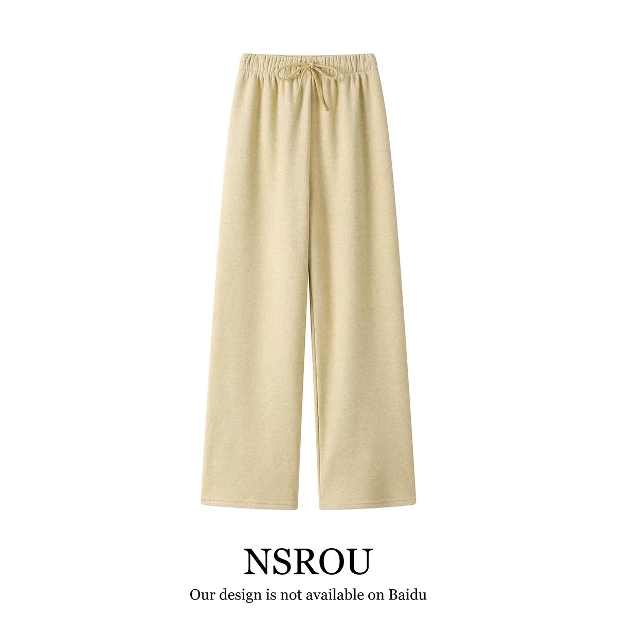 Quần ống rộng dệt kim cashmere lót lông cừu đa năng và thoải mái của NSRO dành cho nữ, quần dài ống thẳng dày dặn, kiểu dáng đơn giản cho mùa thu đông.