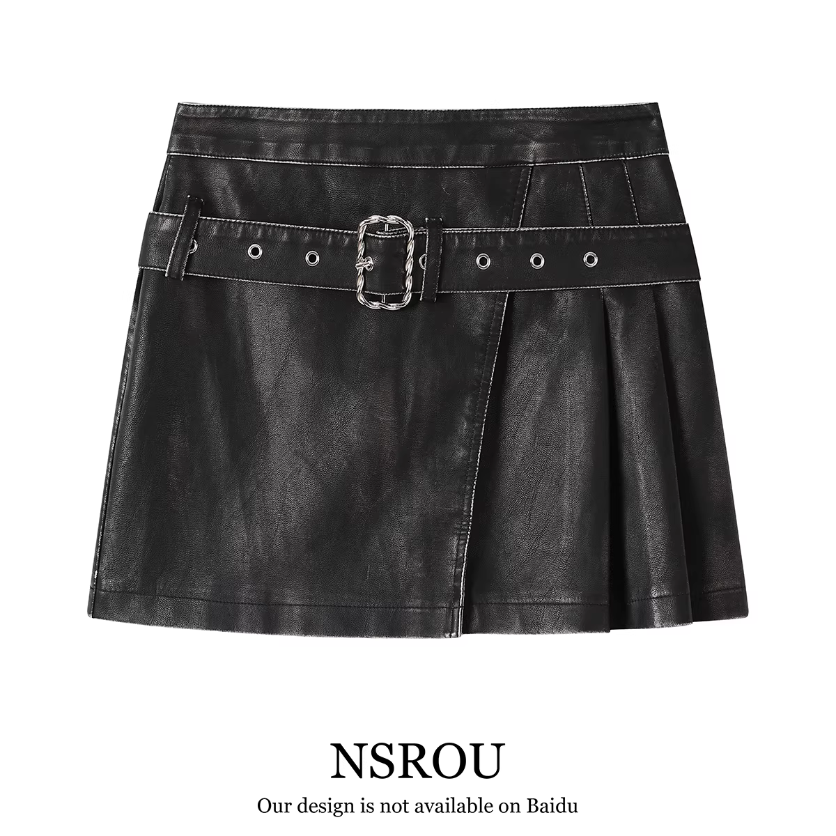 NSROU American retro hot girl váy ngắn xếp ly váy da nửa váy nữ mùa xuân thu váy chữ A nhỏ nhắn váy bodycon