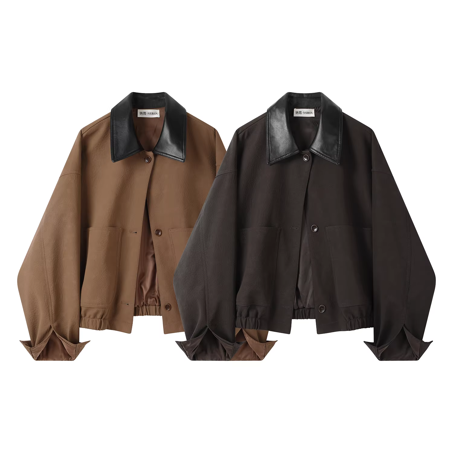 Áo khoác ngắn cổ điển phối họa tiết độc đáo dành cho nữ, áo khoác da kiểu moto phổ biến mùa thu mới