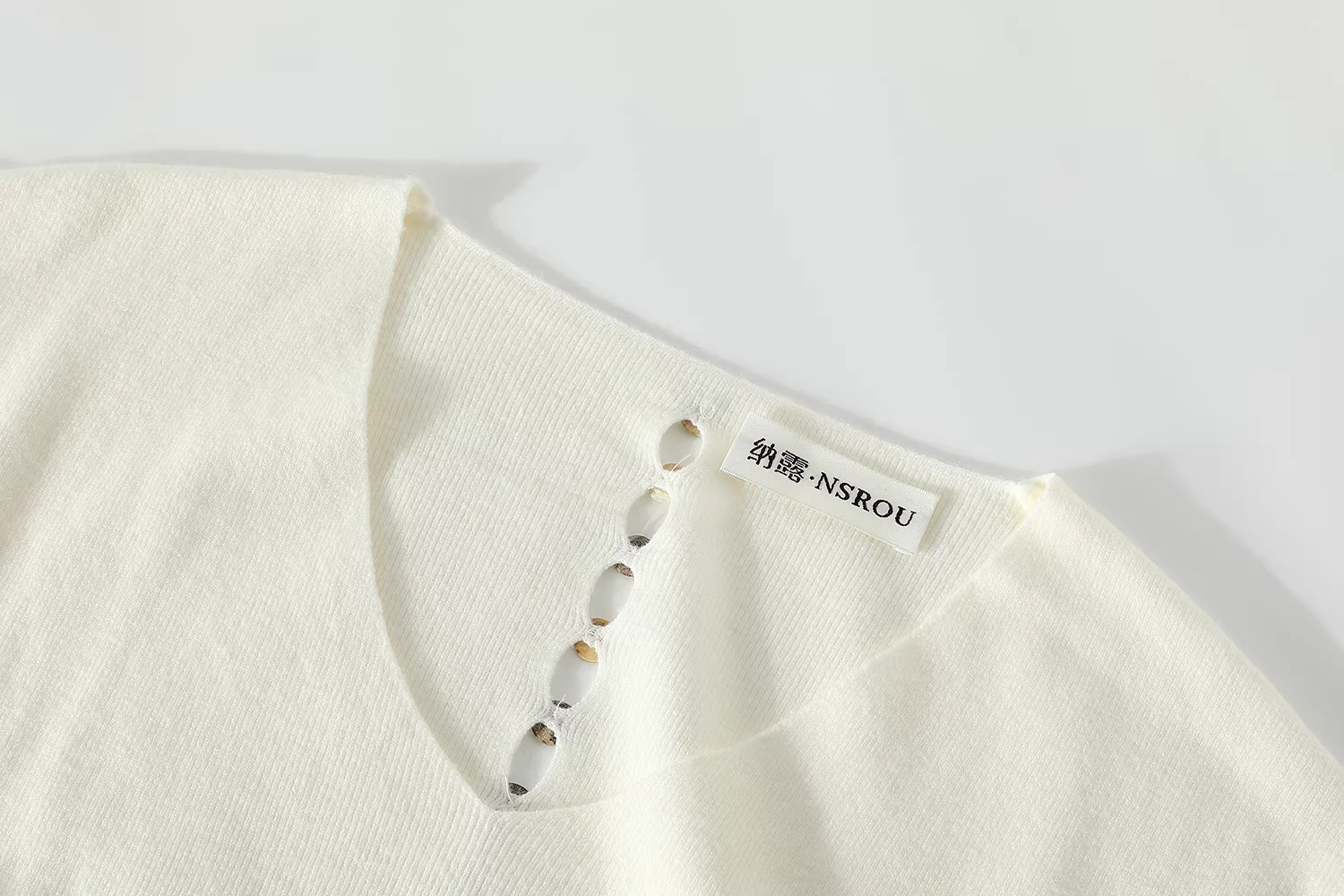 Áo dệt kim ngắn tay kiểu Pháp giản dị dành cho nữ, thiết kế xuân thu, ôm dáng, áo có dây rút xếp ly