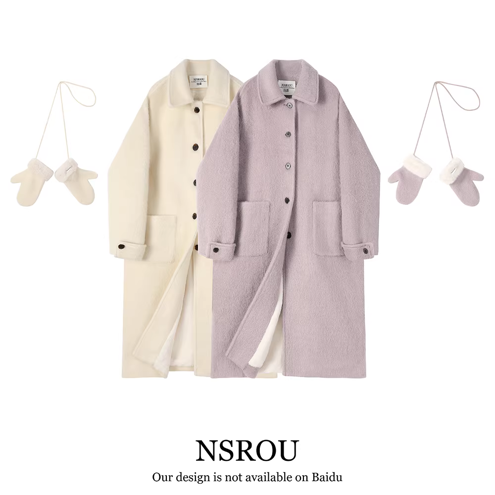Áo khoác len hai mặt thanh lịch và sang trọng dành cho nữ, áo khoác len dày vừa phải có thêm lớp lông cừu cho mùa đông, mang lại cảm giác cao cấp.