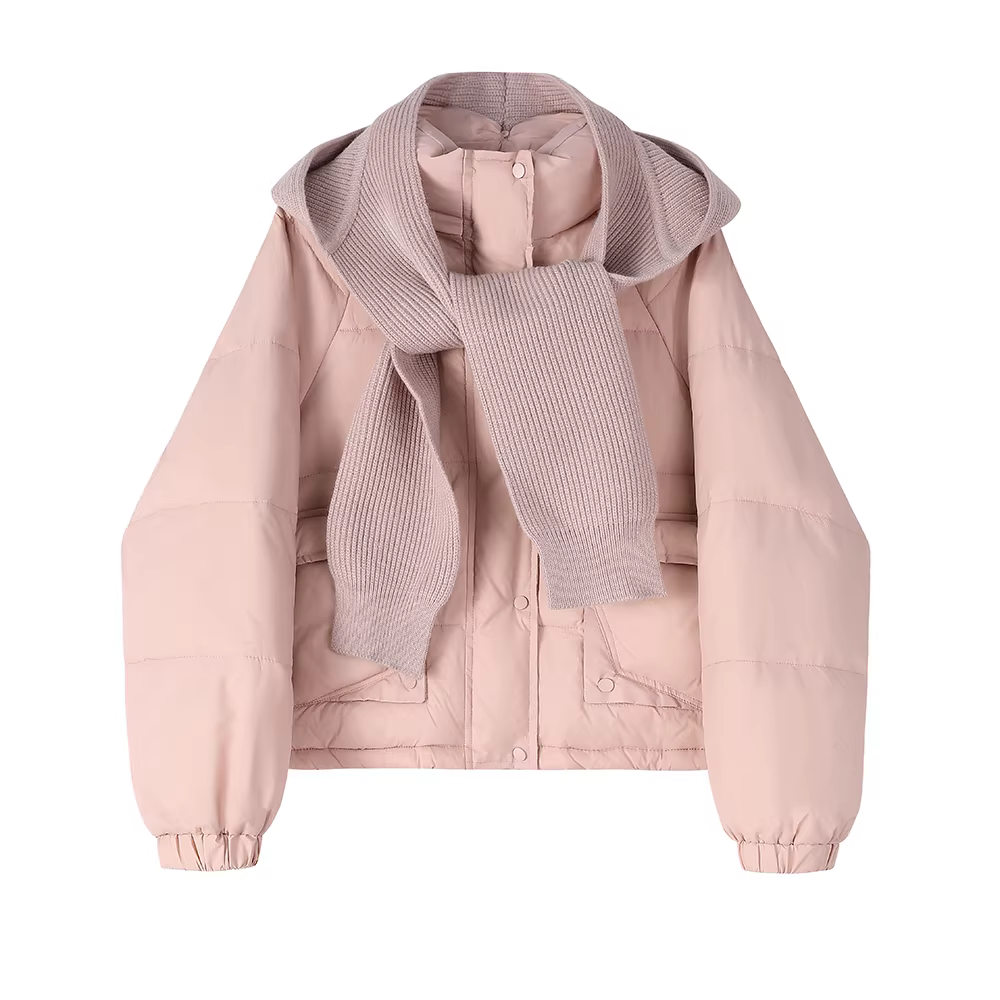 Áo khoác ngắn màu trắng giản dị, thon gọn, thanh lịch, nhẹ nhàng, nhỏ nhắn dành cho nữ, áo khoác lông vũ cao cấp mùa thu đông.