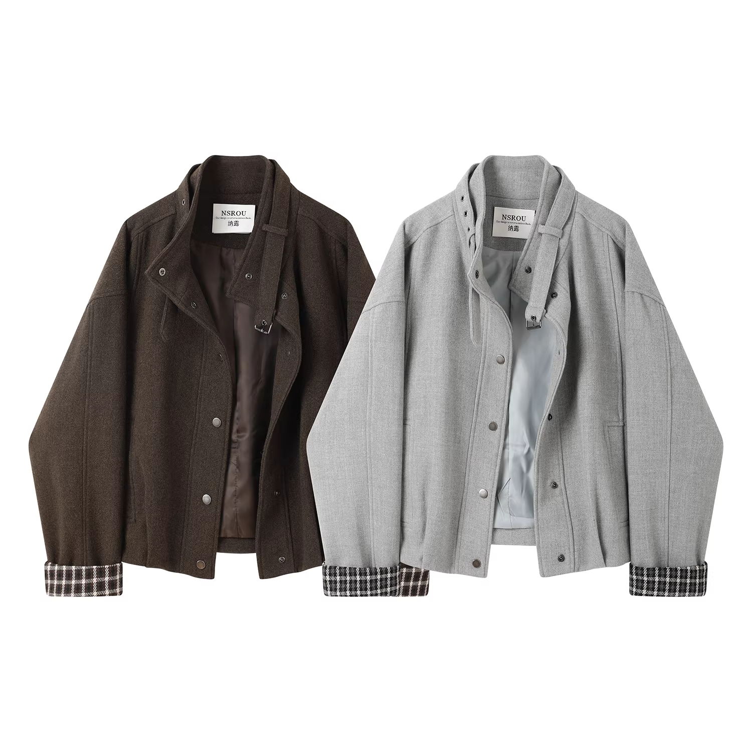 Áo khoác len ngắn cổ đứng được thiết kế dành cho nữ, thời trang thu đông, áo dáng ôm thời trang và cao cấp