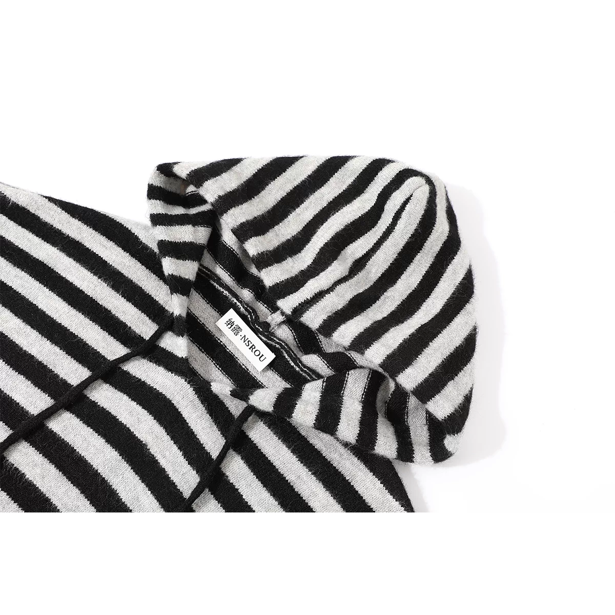 Áo len sọc có mũ trùm đầu phong cách Hàn Quốc, phong cách giản dị, siêu đẹp, tạo cảm giác lười biếng và cao cấp, áo dáng rộng và đa năng dành cho nữ mùa thu đông