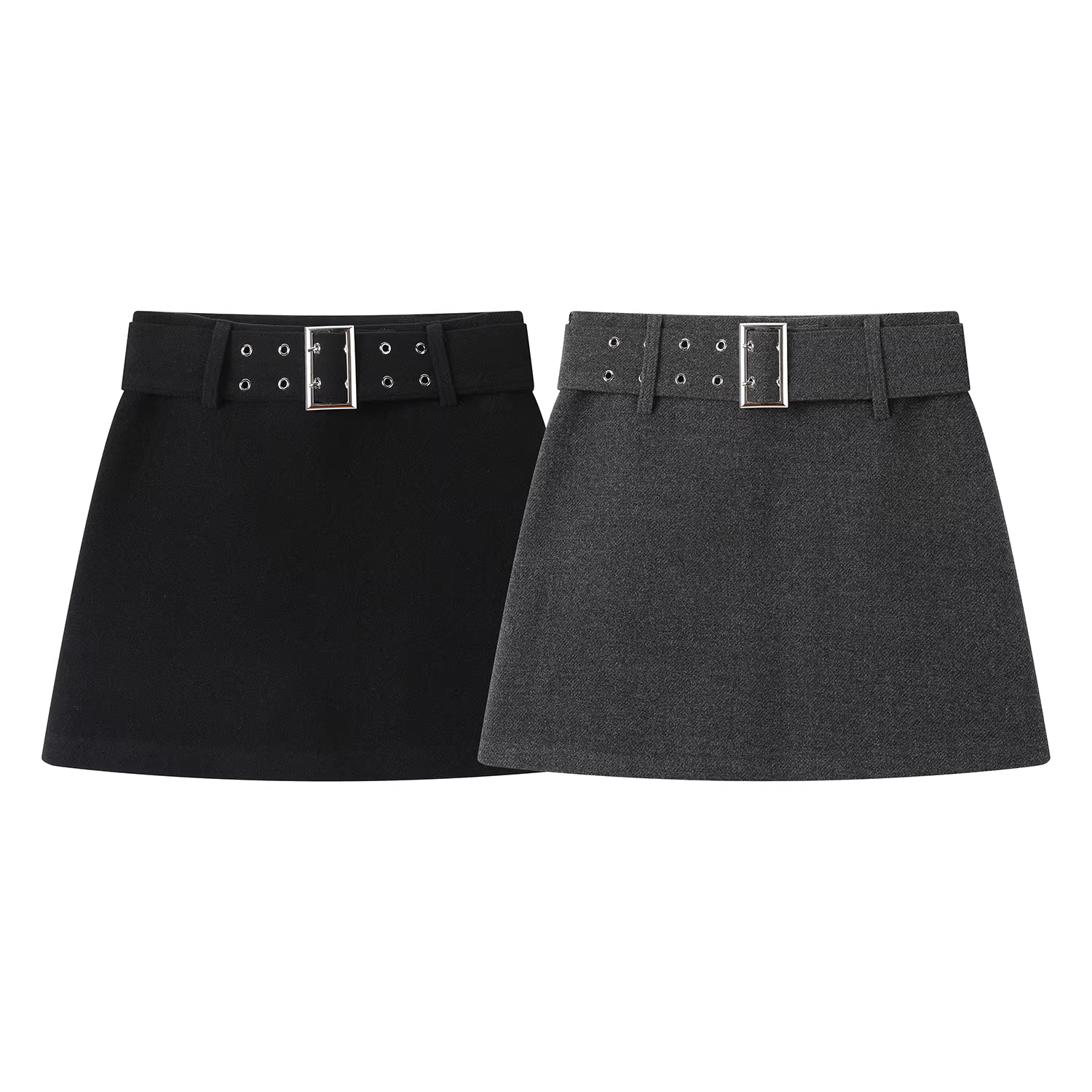 Váy len dày dặn cổ điển cao cấp dành cho nữ, váy ngắn chữ A eo cao tôn dáng mùa thu đông, váy ôm sát.