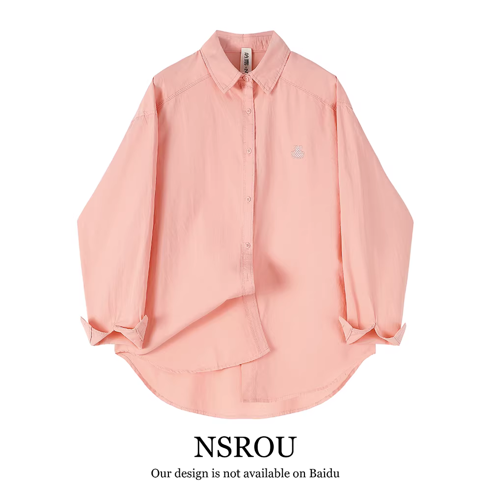 Áo khoác màu hồng kiểu dáng nhẹ nhàng và giản dị kiểu Hàn Quốc dành cho nữ, áo dài tay rộng rãi và đa năng cho mùa xuân và mùa thu