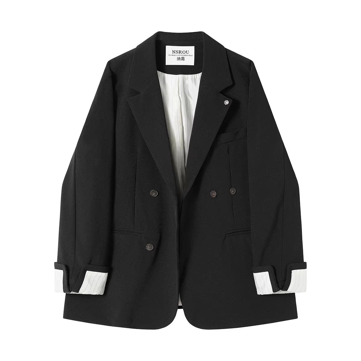 Áo khoác blazer màu đen phong cách Anh quốc giản dị của Hàn Quốc dành cho nữ, phong cách xuân thu mới, cỡ nhỏ, áo khoác ngoài cao cấp.