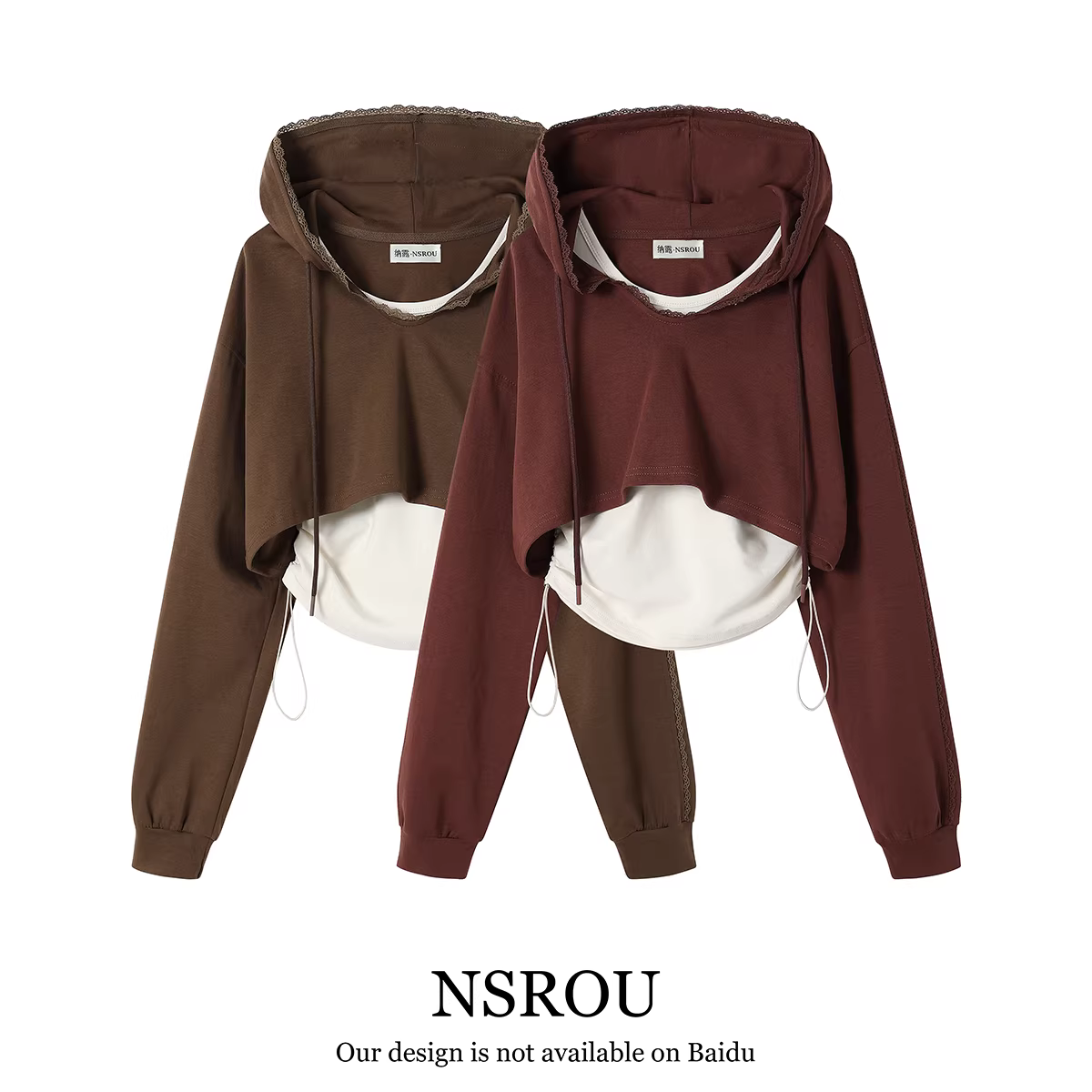 Bộ áo hoodie ngắn màu đỏ độc đáo dành cho nữ, hoàn hảo cho mùa xuân và mùa thu, mang lại cảm giác cao cấp và thiết kế độc đáo, đặc biệt.