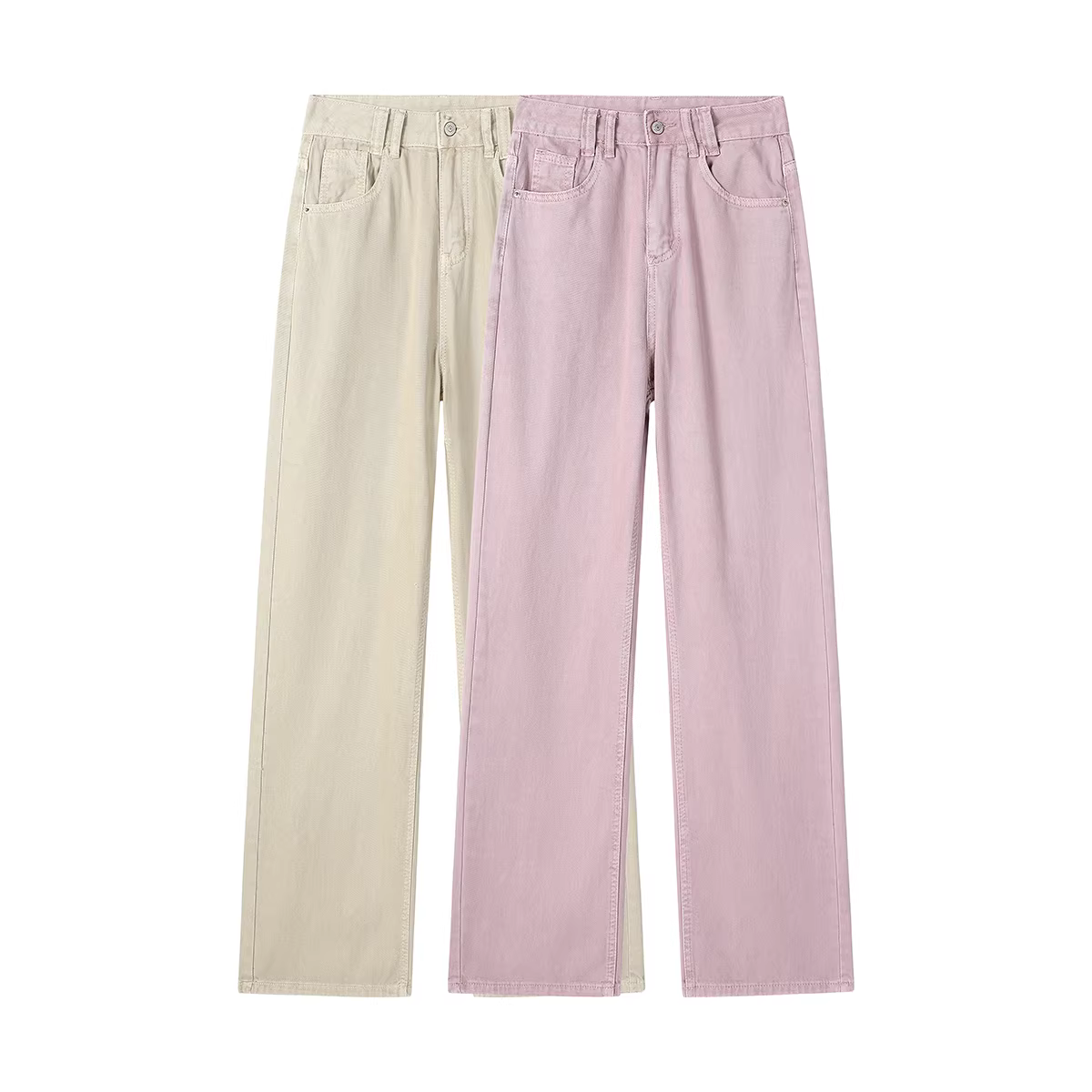 Quần jeans nữ ống rộng dáng thẳng, cạp cao, chất liệu washed, kiểu dáng vintage, tôn dáng, mặc mùa hè, đa năng, rộng rãi, dài.