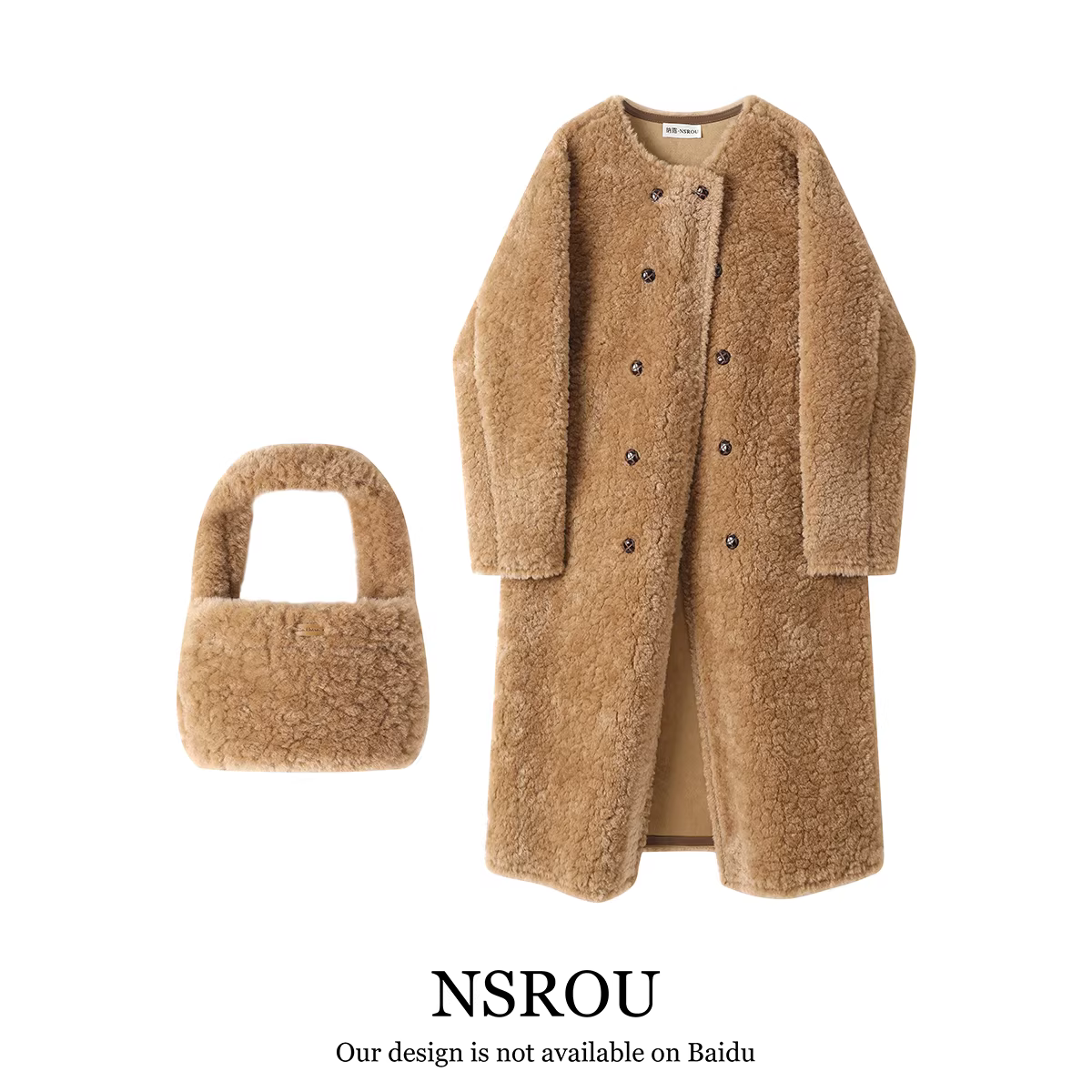 NSRO Áo khoác len cừu dài vừa phải thời trang kiểu Hàn Quốc dày dặn dành cho nữ mùa thu đông áo khoác dáng rộng