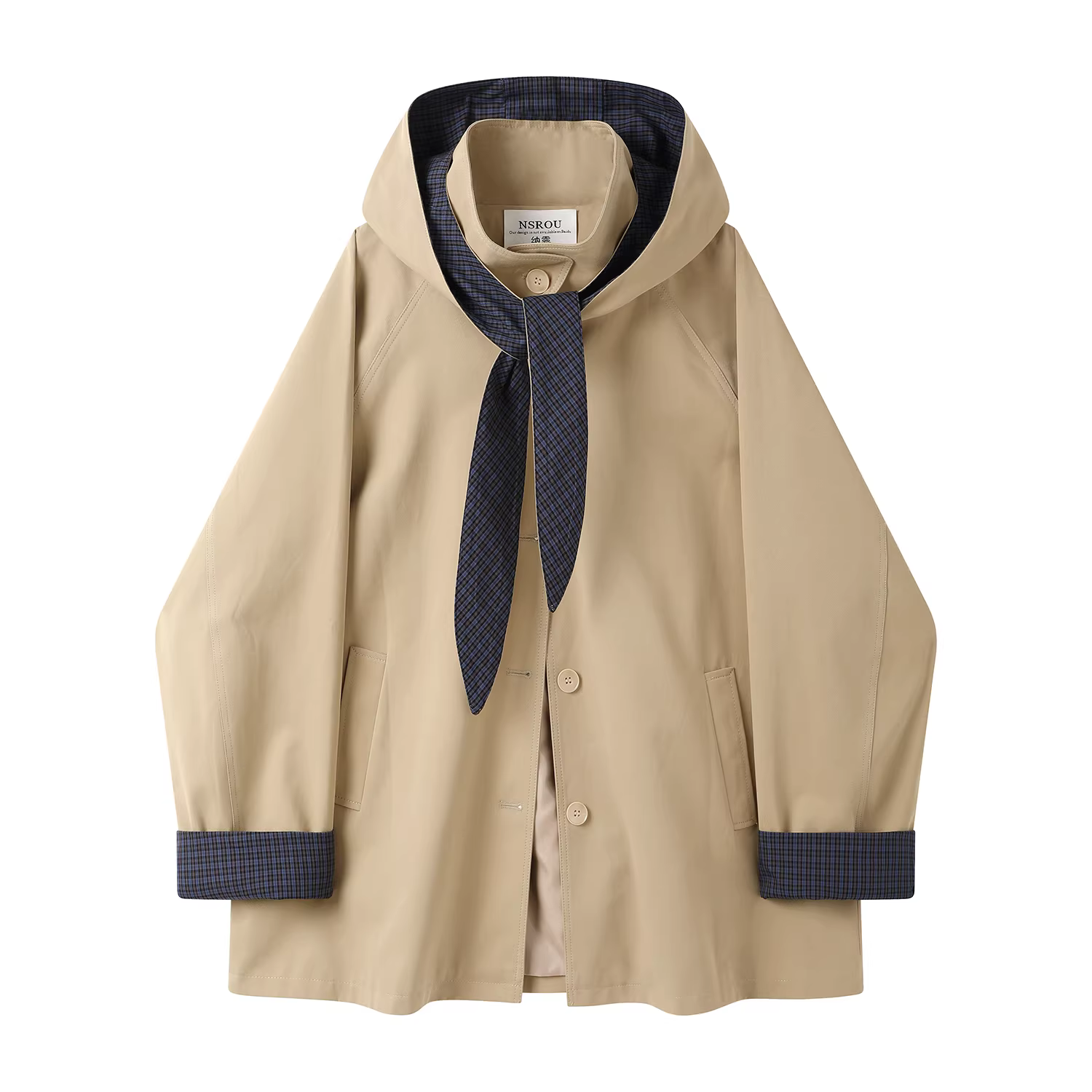 Áo khoác ngắn có mũ trùm đầu kiểu dáng cổ điển kiểu Hàn Quốc dành cho nữ, áo khoác có mũ trùm đầu đa năng phong cách mùa thu mới