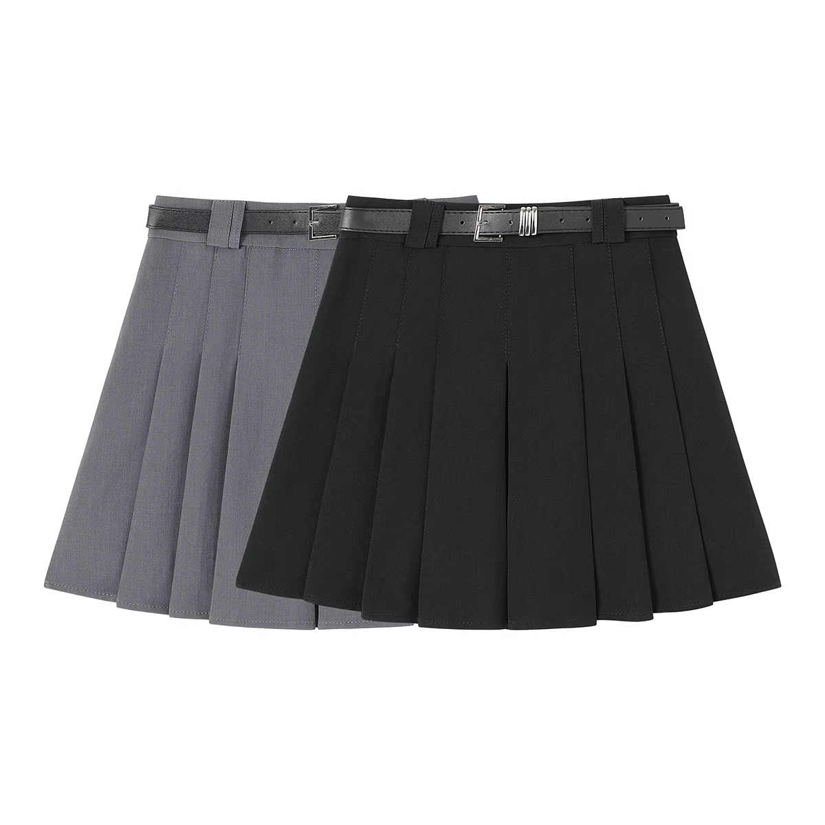 Váy xếp ly ngắn đa năng màu đen thanh lịch, kiểu dáng trẻ trung, dành cho nữ, váy chữ A cạp cao tôn dáng mùa hè mới.